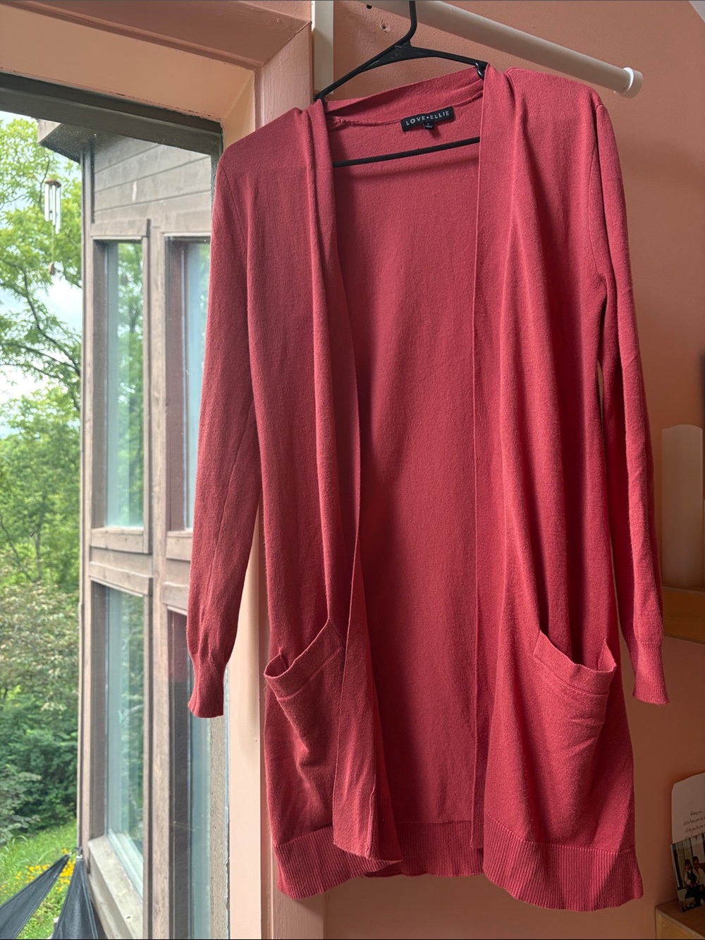 Love+Elle Open-Front Long Cardigan in Dusty Rose